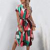Rochie de vară Vintage Gir Rochie Patchwork de vacanță Curea Rochii de plajă pentru femei Îmbrăcăminte Y2K