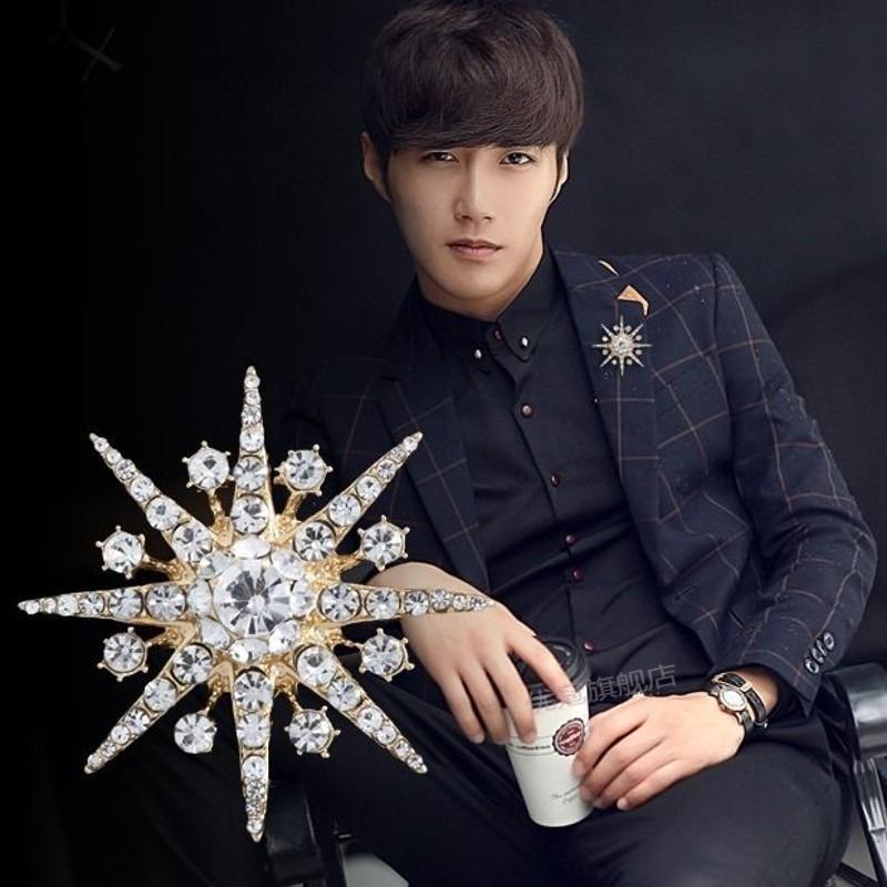 Elegant Snowflake Brooch, Exquisite Diamond-encrusted Octagonal Flower Brooch, Fashionable Anti-glare Pin