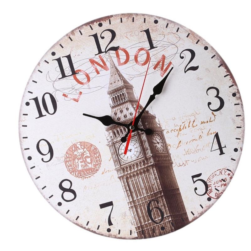 Vintages European Styles Round Wall Clock Silents Movement Home Decoration