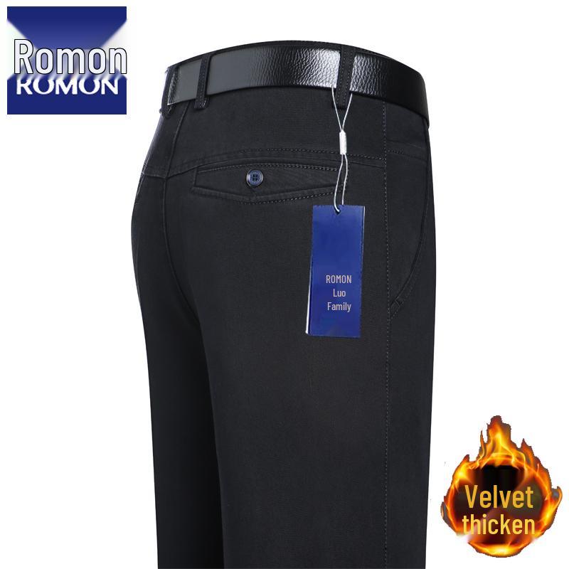 

ROMON Men s High Waist Stretch Jeans - Casual Loose Fit for Middle-Aged & Elderly 29 Waist 22 inches