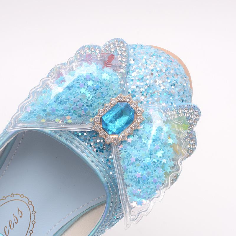 Girls' High-Heeled Princess Shoes, New Spring and Autumn Children's Single Shoes, Elsa Angel Butterfly Shoes, Fashionable Baby Shoes for Girls