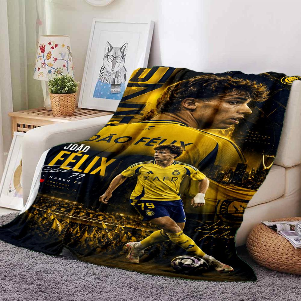 Joao Felix Al Nassr FC Football Player Print Flannel Blanket Soft Warm Throw Blanket for Sofa Bed Living Room