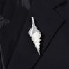 Delicate Conch Shape Brooch Pin Lightweight Stylish Rhinestones Detail Trendy Clothing Embellishment Jewelry