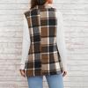 Women Checked Vest Sleeveless Single Breasted Cardigan Turn Down Collar Sizes S-XL Spring Autumn