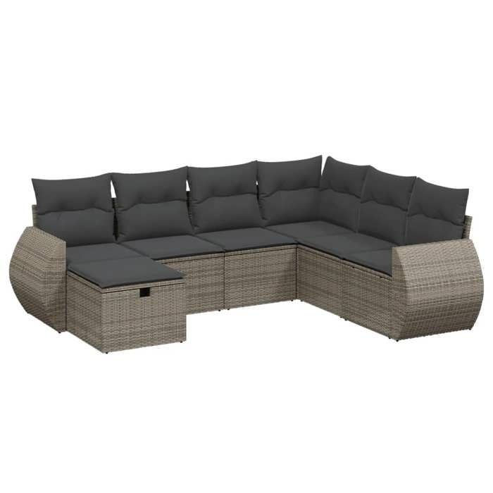 VidaXL Garden Lounge Set with Cushions 7 Pcs, Patio Sofas, Patio Furniture Set, Outdoor Furniture, Grey 3264146