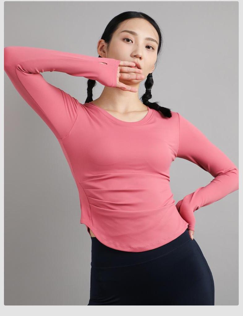 Women's 2025 Nude-Feel Yoga Set: Chest-Pad, Finger-Hole, Slim-Fit, Long Sleeve