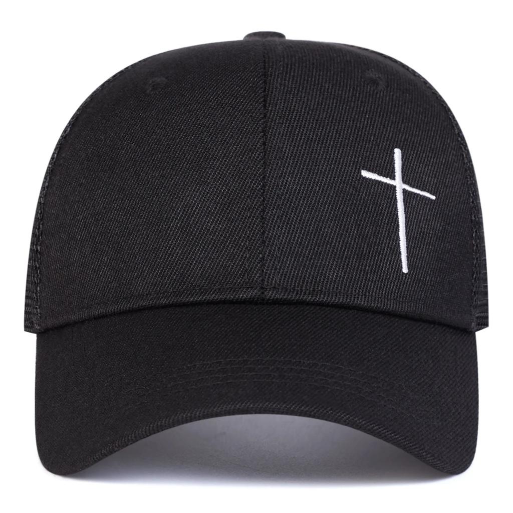 Unisex Cross Embroidery Baseball Net Caps Outdoor Adjustable Spring And Summer Casual Sunscreen Hat