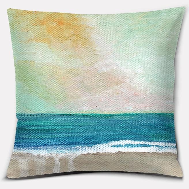 

Oil Painting Beach Series Pillow Gift Home Office Decoration Bedroom Sofa Car Cushion Cover case 40x40cm 45x45cm