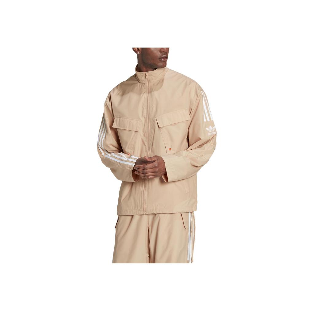 Adidas Originals Trefoil Parley Tt Solid Stripe Print Logo Zip-Up Collar Jacket Men Jacket Light-Brown HL9397