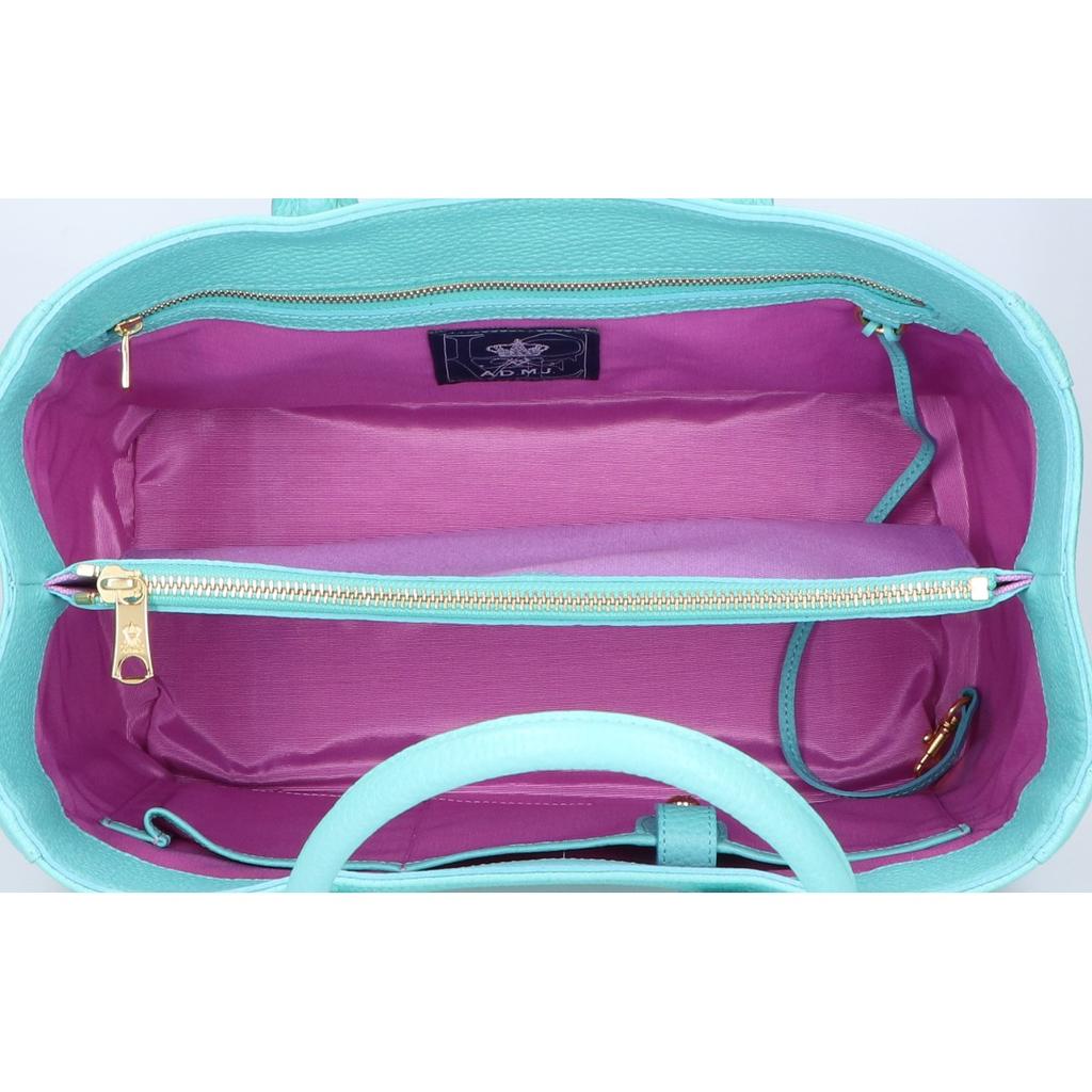 A.D.M.J. Accessoires De Mademoiselle [Good Condition] Shrink leather Tote Bag TurquoiseUsed