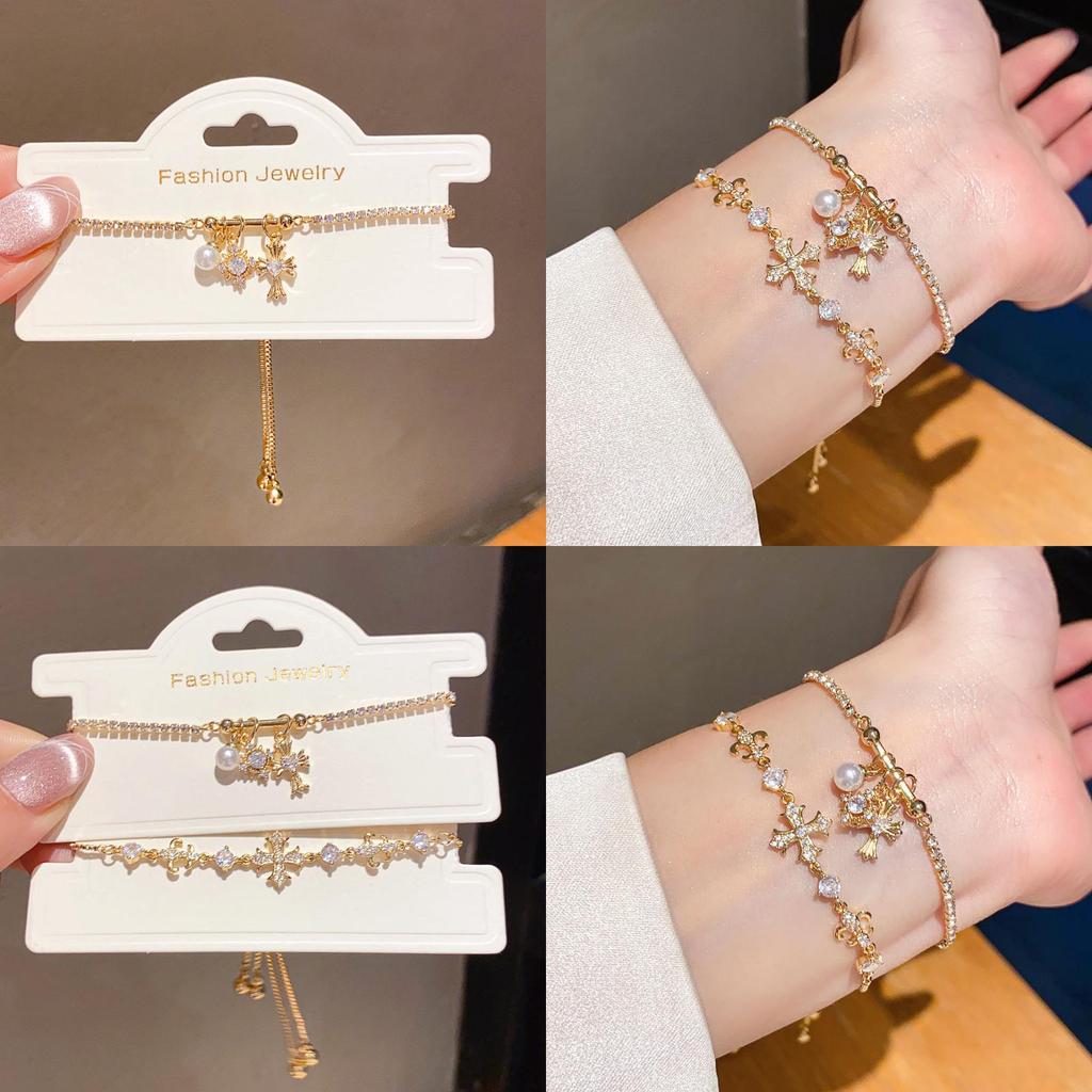 Required Zircon Iris Cross Bracelet Fashion Gold Women Jewelry For Gift Giving