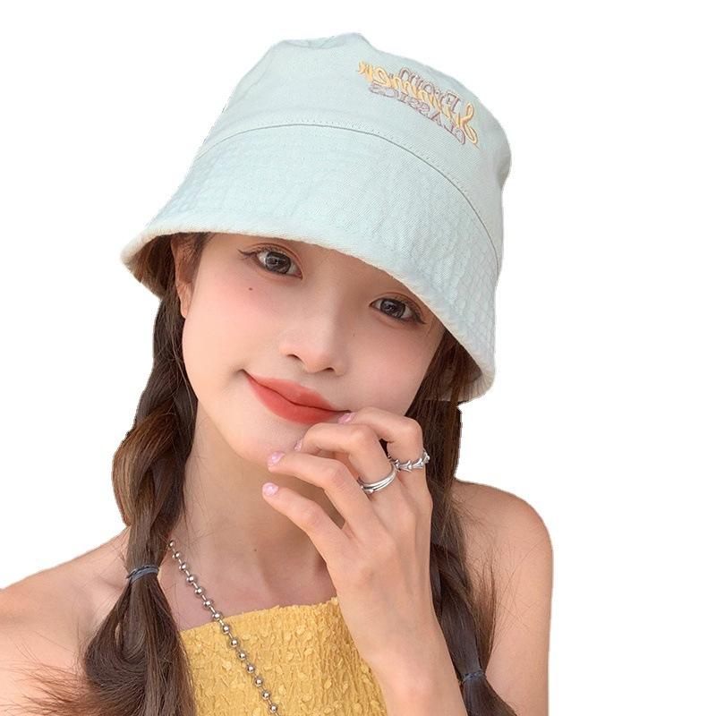 Bucket hat new spring and summer solid color letter basin hat versatile bucket hat sunscreen visor hat