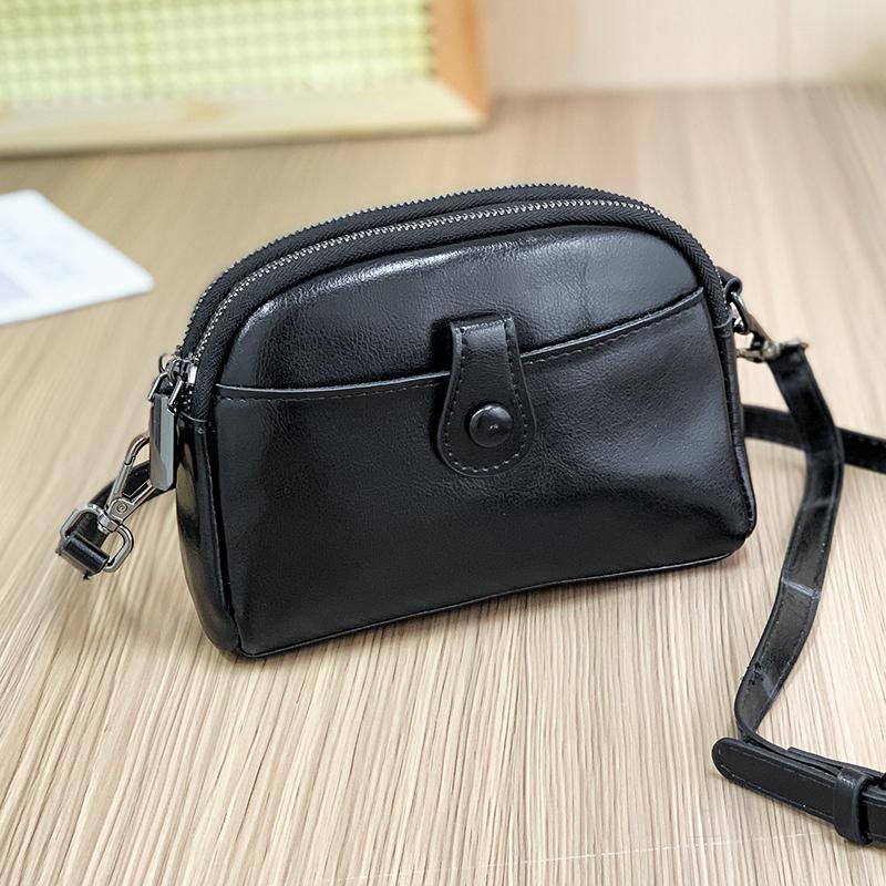 

Genuine Leather Messenger Bag for Women Small Coin Purse for Phone 3 Layers Wax Oil Cow Leather Luxury Designer Women s Bags