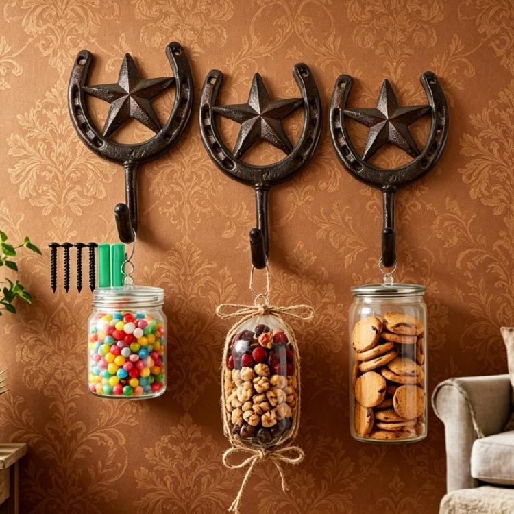 Classical Western Decors Iron Wall Hook Set Functional And Fashionable Retro Home Accessory For Entryway Or Bedroom Use