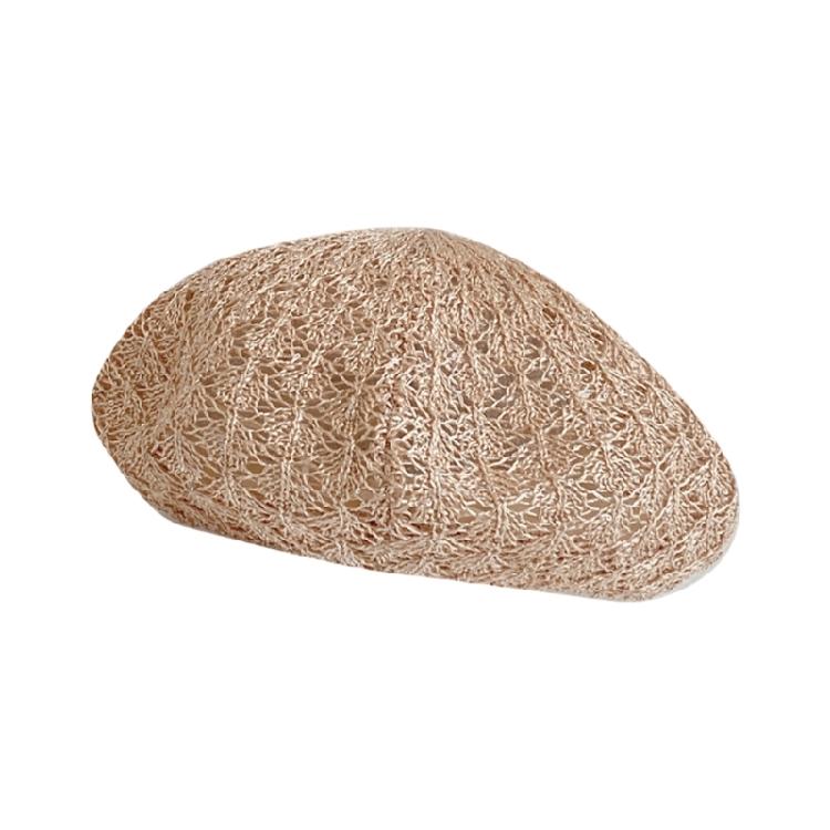 Breathable Hollow Knit Beret Hat Classical French Design Suitable For Most Head Sizes