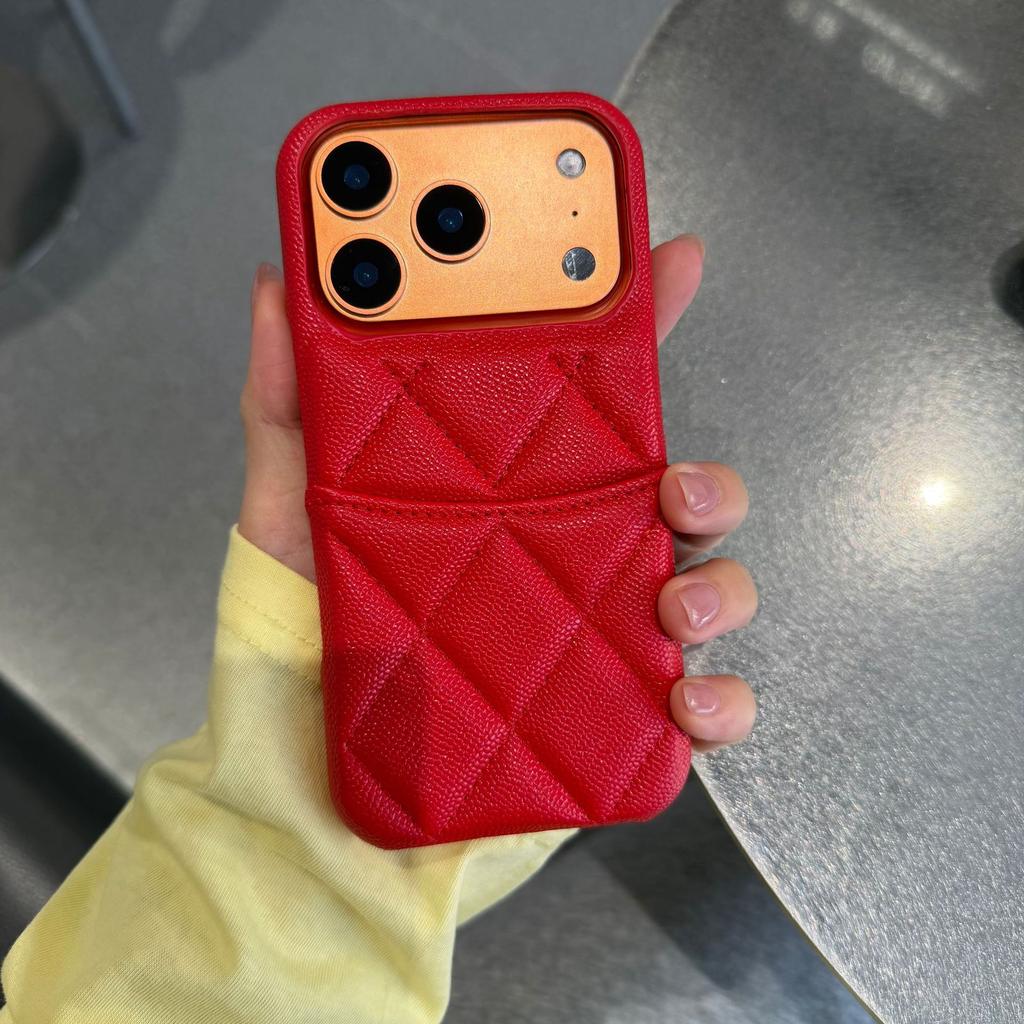 Xiaoxiangfeng rhombus card leather pattern is suitable for Apple 17Promax mobile phone case iPhone16 solid color 15/14/13