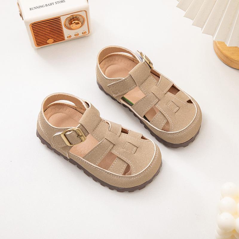 

Straps Strape Children Shoes Sandals Covered Toe All Match Student Everyday Shoes New Arrival Boys Girls Beach Shoes I04164 26 бежевий
