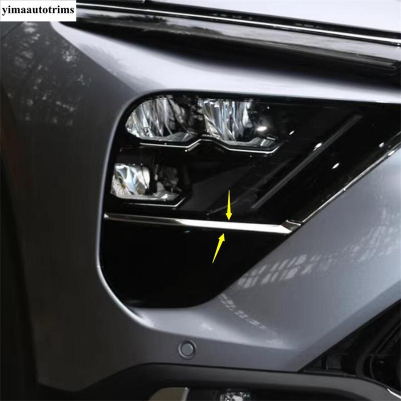 For Citroen C5X - 2025 Car Front Head Lights Lamps Eyelid Eyebrow Strip Decoration Cover Trim Stainless Steel Accessories
