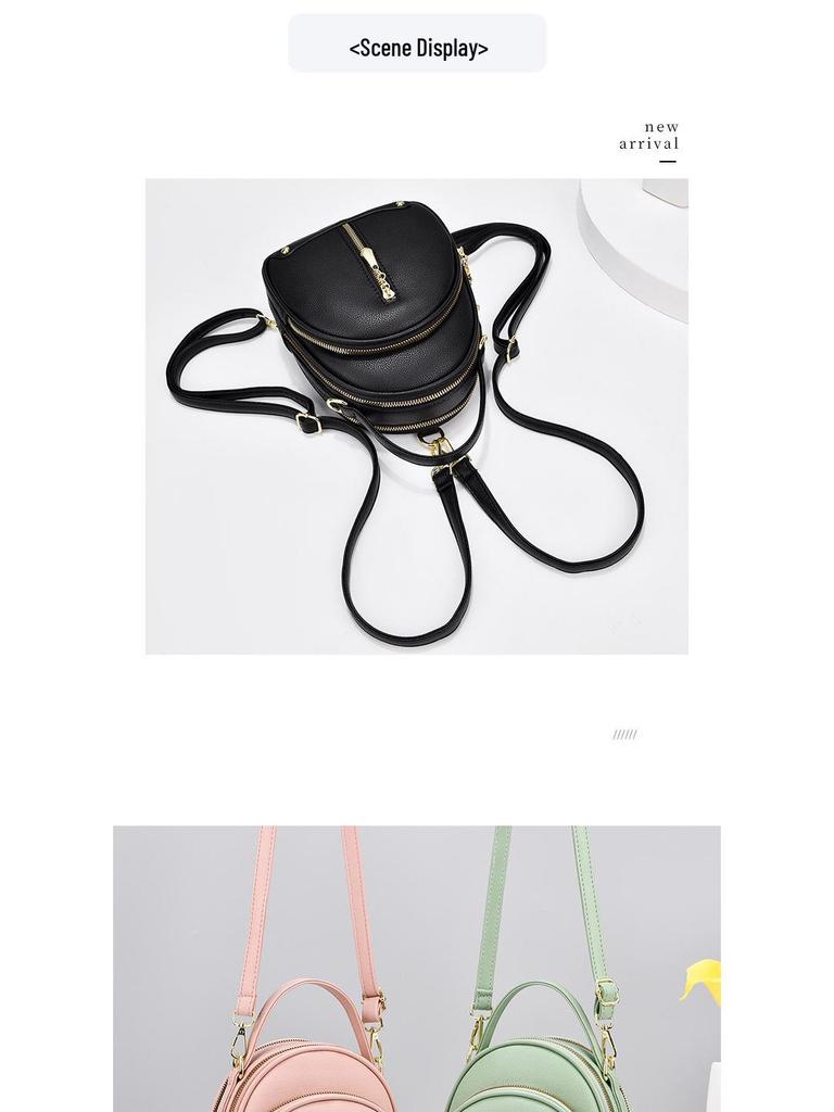 2023 Trendy Korean Style Small Backpack: Simple, Versatile Round Women's Shoulder & Crossbody Bag
