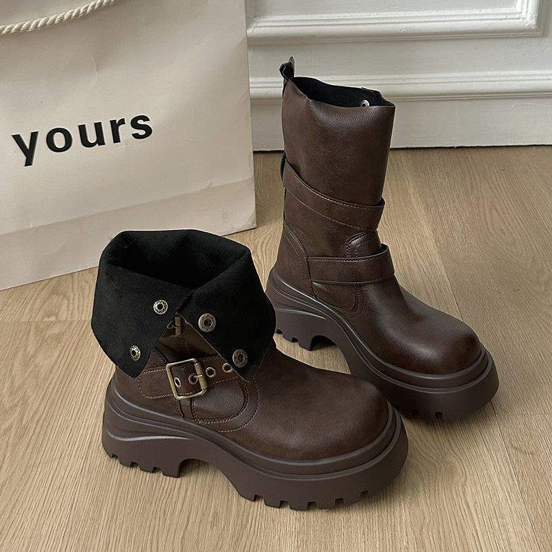 

2025 милая сестренка королевская сестра универсальные высокоценные ботинки в британском студенческом стиле на толстой подошве износостойкие ботинки Мартин обувь Майяр 40 коричневый