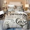 3PCS Family Letter Duvet Cover Stylish and Fun Family Letter Pattern Printed Beding Sets Queen King Size For Bedroom Decor