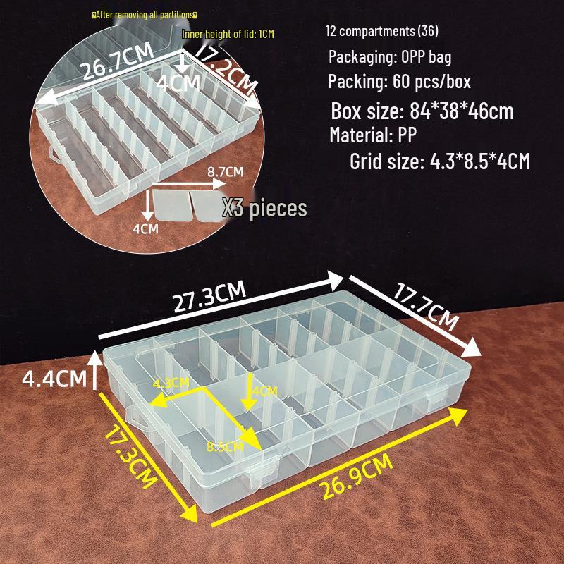 Large Transparent 12-Compartment Storage Box for Wiper Parts and Screws