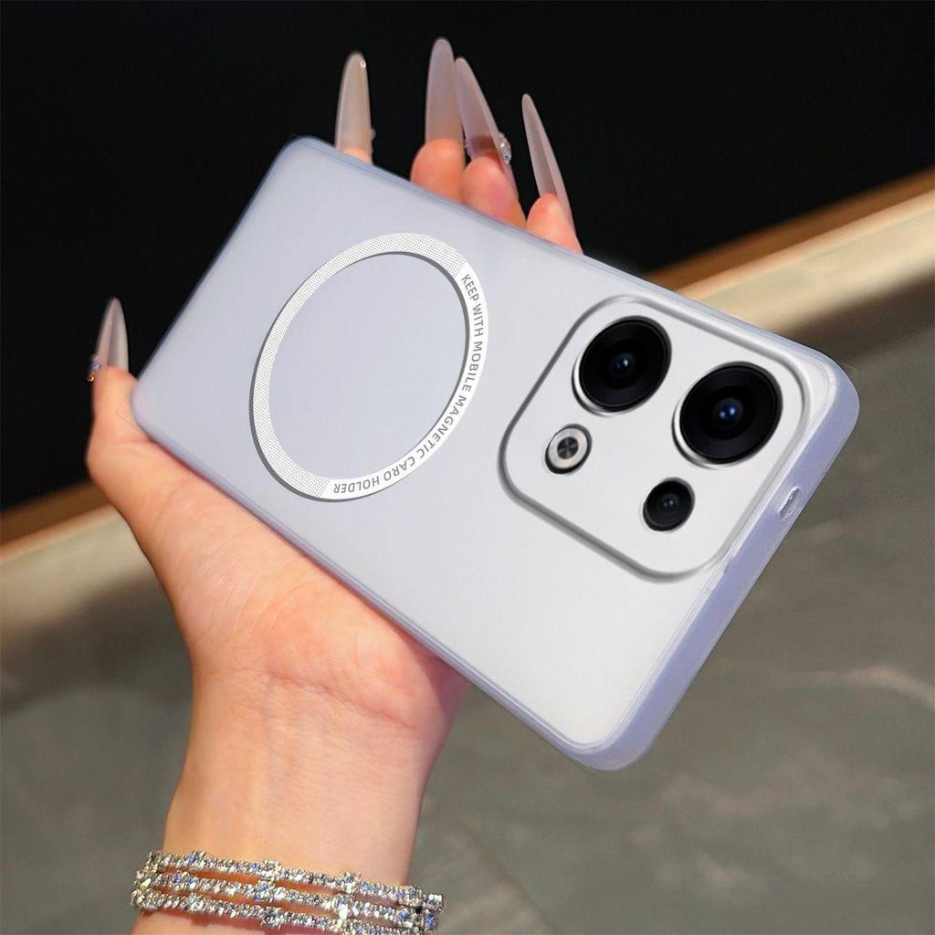 Magnetic Semi‑Transparent Matte Phone Case for OPPO Reno13 5G Soft TPU Shockproof Cover
