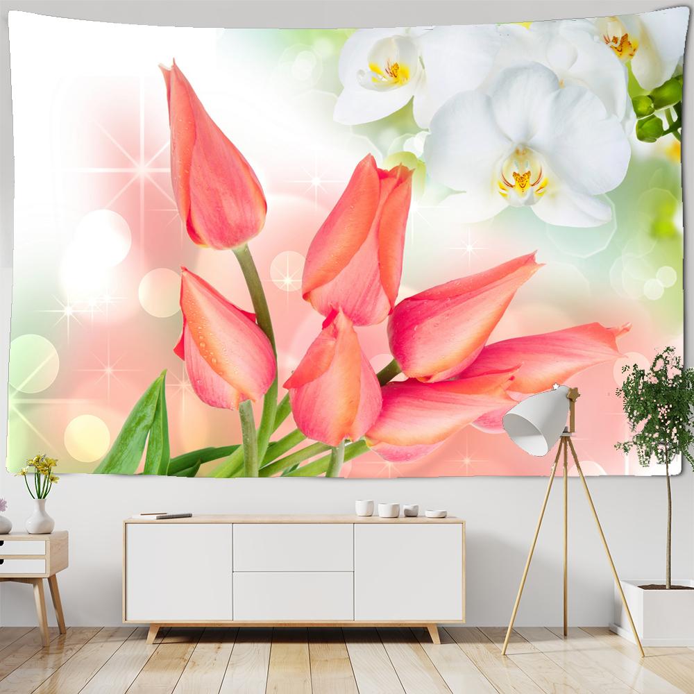 

Цветочный гобелен, настенная ткань, 3D-печатное пляжное полотенце, роза, вишневый цвет, настенный ковер, коврик для йоги, домашний декор, гобелены W150xH130cm