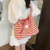Striped canvas bag 2025 new lazy wind tote bag student large capacity casual shoulder bag women