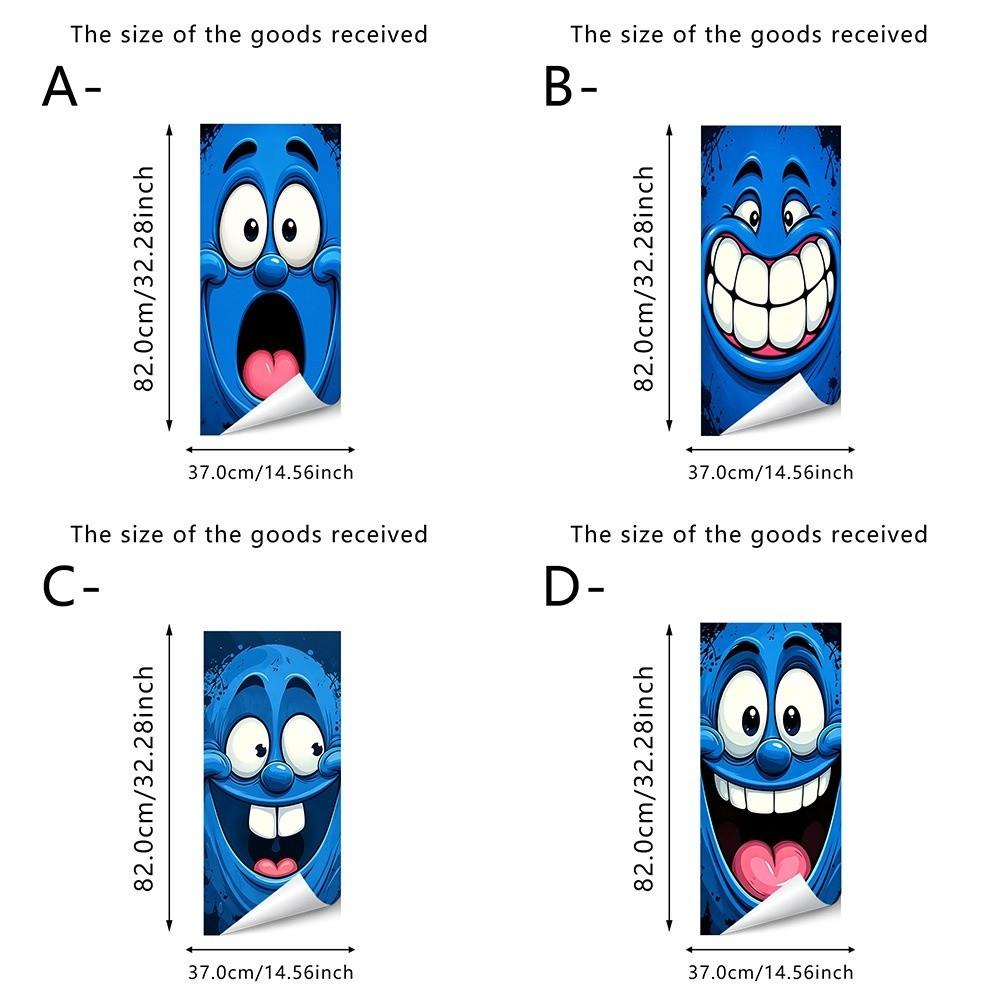 Funny Cartoon Face Trash Bin Sticker Water Block Vivid Expression Recycle Bin Sticker Easy Paste Sun Proof Tough Bin Wrap Decal