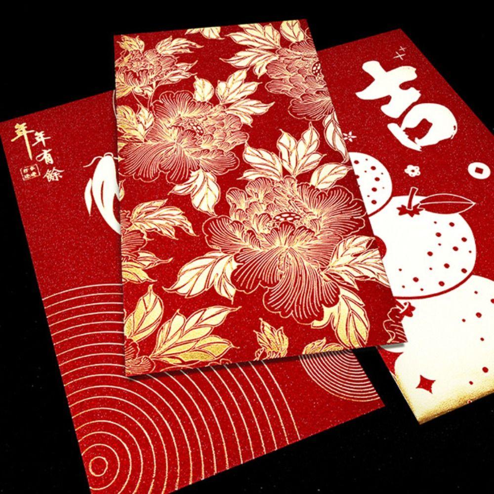 6Pcs Chinese Style Red Envelopes Gold Foil Design 2026 Luck Money Bag  Spring Festival