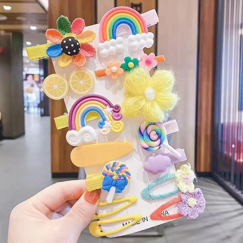 14-delars hårnålsset Baby Princess Godisfärg Håraccessoarer Söt blomma Djurhårnål Femuddig stjärna Kärlekshårnålsset