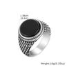 Punk Vintage Ethnische Ringe für Männer, Edelstahl Naturstein Schuppenring, Runder Stein Siegelring Geschenk für Ehemann Vater Sohn