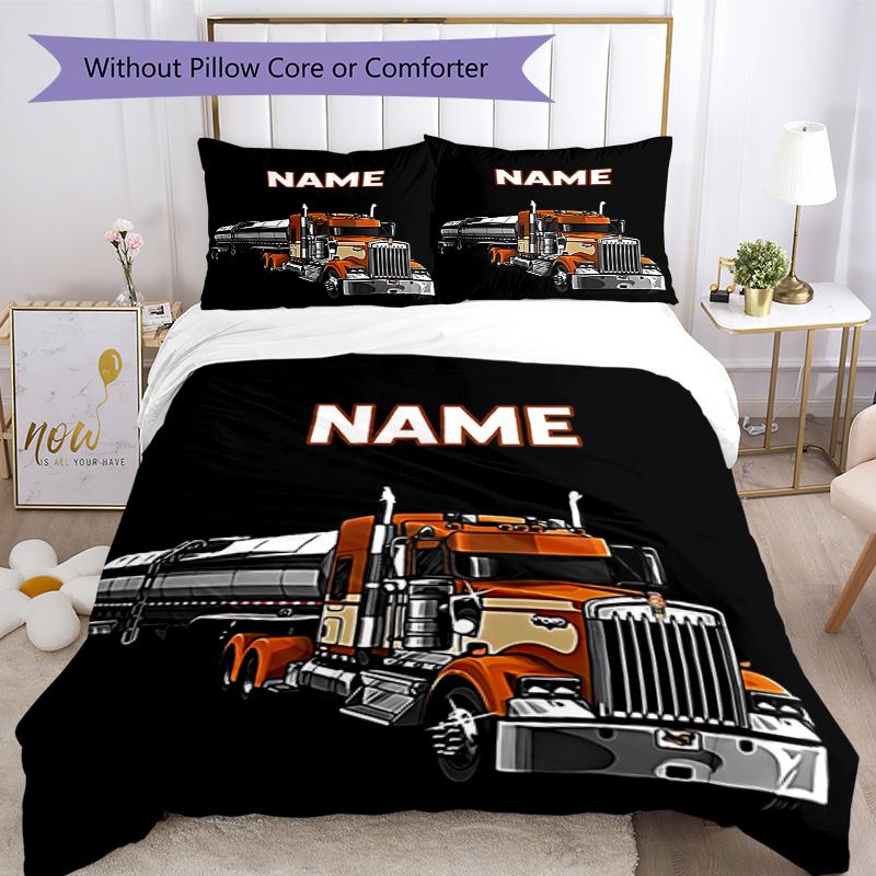 Truck Racing1 Customize your name Bedding Set Breathable Duvet Cover with Pillowcases Home Decoration Birthday Gift