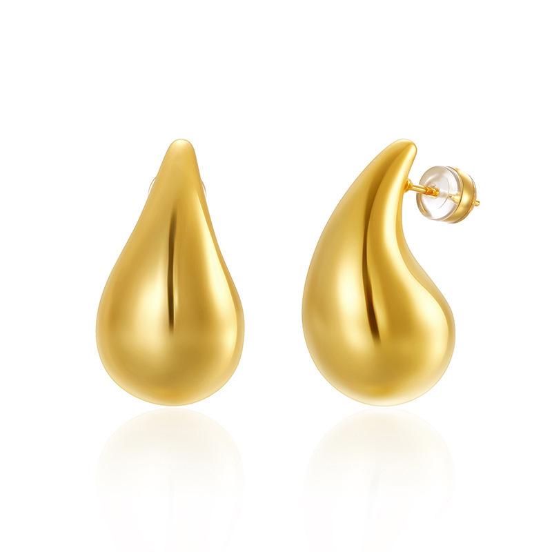 Elegant Water Drop Hoop Earrings - Trendy Korean Style Copper Circle Design