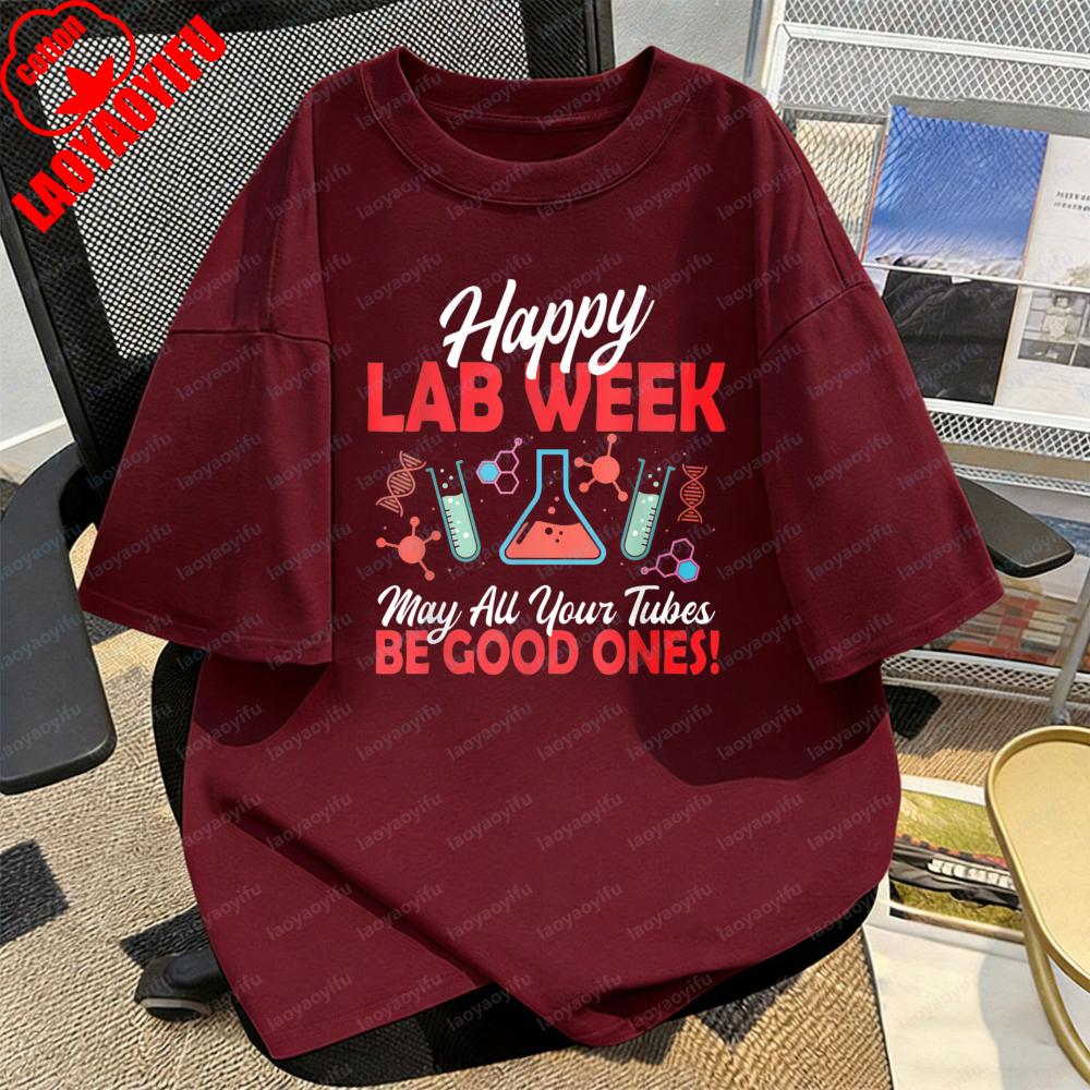 

Happy Lab Week Science Theme TShirt Lab Tech Unisex Tee Cotton Summer Casual Fun Graphic Print Commuter Classics Women Clothes 4XL