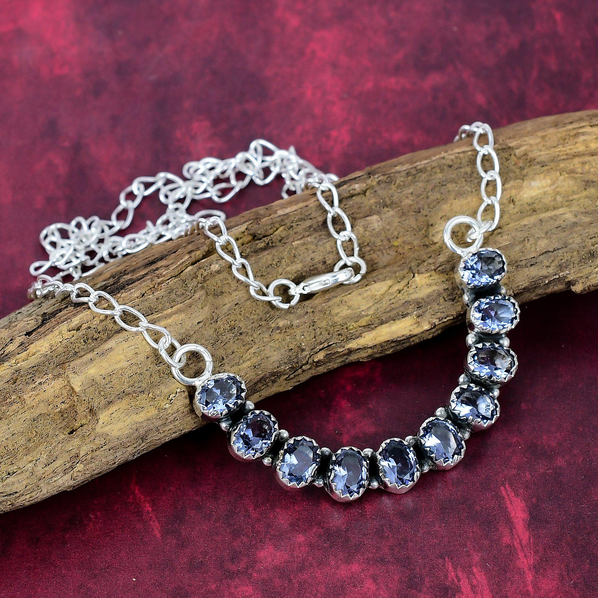 

Танзанит Ожерелье из драгоценных камней ручной работы, Ювелирное изделие из стерлингового серебра 925 пробы, На День благодарения