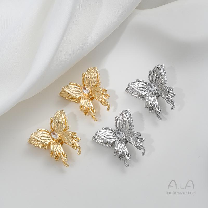 14K Gold-filled 3D Double-layer Butterfly Spacer Pendant for DIY Pearl Bracelet & Necklace Jewelry