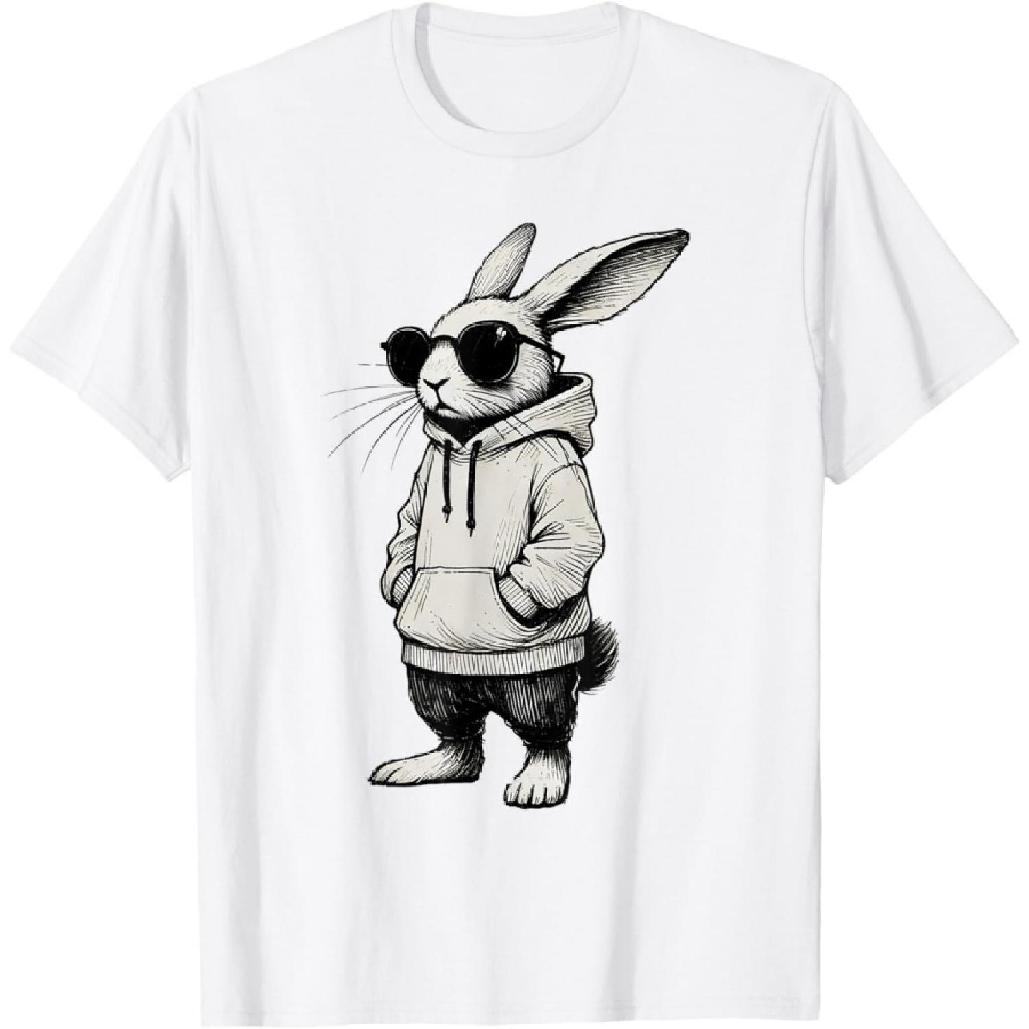 Bunny Face With Sunglasses Easter Day for Boys Men Kids T-Shirt XXXXXL белый