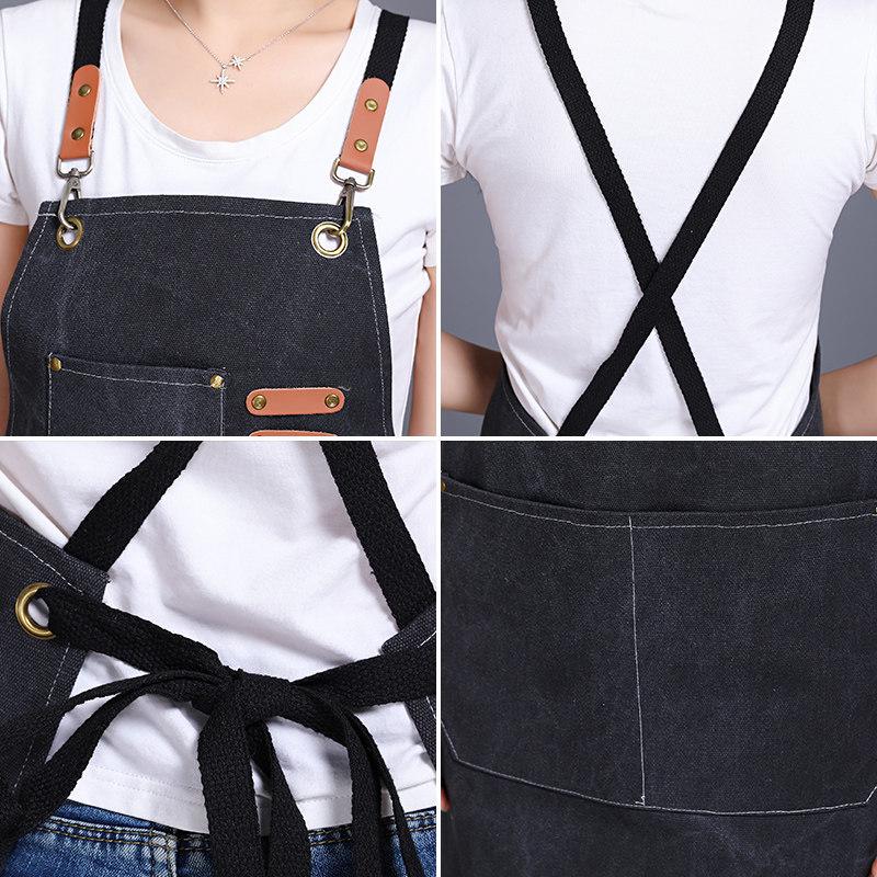 Waterproof Canvas Apron for Baking, Tea Shops, Nail Art, Florists, and Catering with Custom Logo Printing