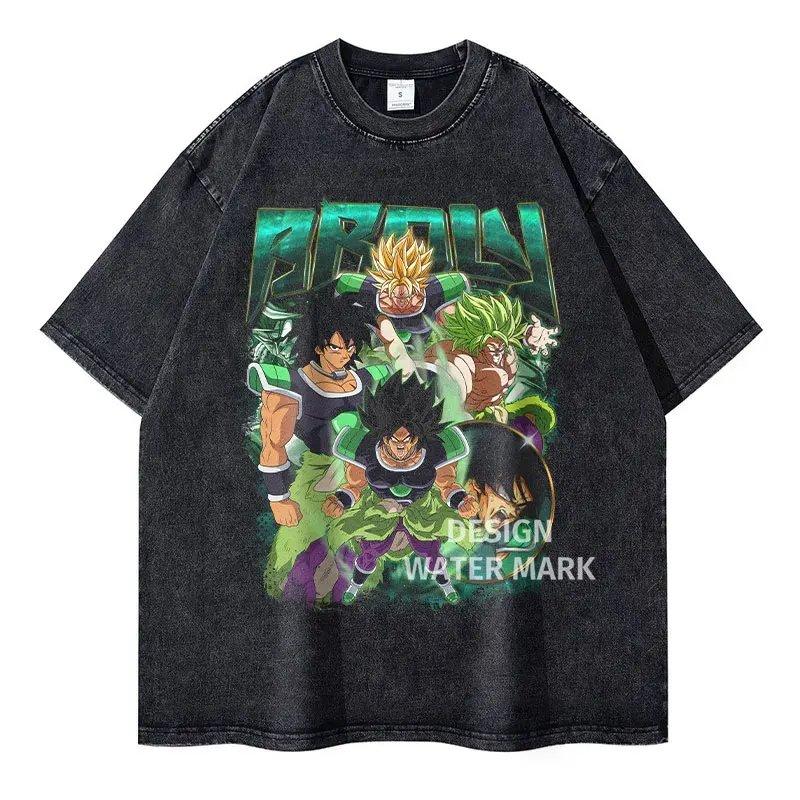 Vintage Washed Dragon Ball Broly Anime T-shirt Man Women Short Sleeve Tee Streetwear Loose Casual Tops Summer Y2k 2026 Oversized