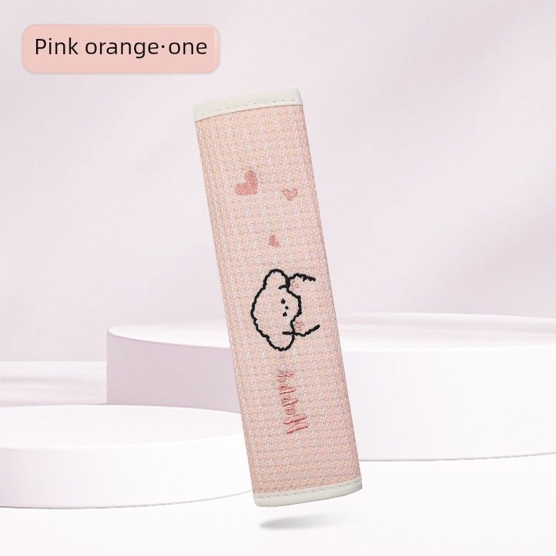 

Changan Nuo Corn Linen Car Steering Wheel Cover Lumin All-Season Cartoon Breathable Cotton Linen Steering Wheel Cover for Women Shoulder Pads - Pink Orange [1 Piece]