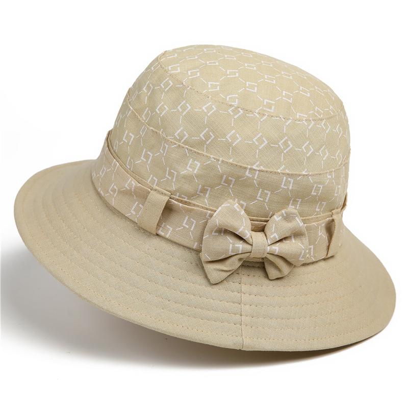 

Весенне-осенняя тонкая тканевая шляпа, женская шляпа-панама, летняя шляпа от солнца для пожилой женщины M（56-58cm） бежевый