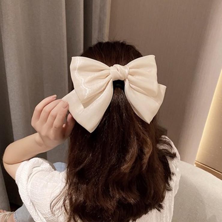 Large Bow Clip for Back of Head, Nature Style Hair Clip with Ribbon, Japanese INSPIRIED Side Clip, Fairy Hair Accessories for Women