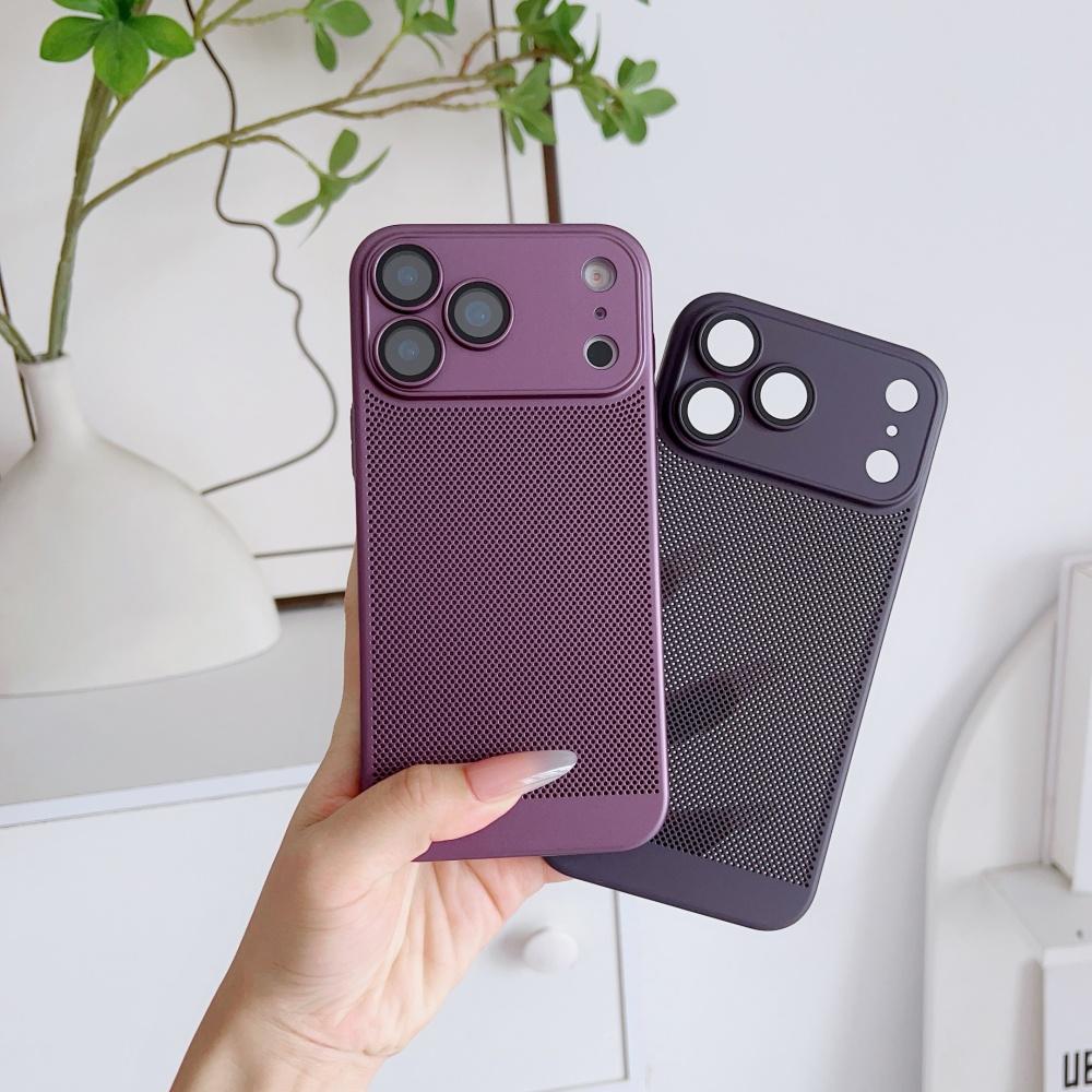 Frosted Heat Dissipation Mesh Breathable Phone Case For iPhone 17 Air 16E 16 15 14 13 12 11 Plus Pro Max Lens Film Protect Cover