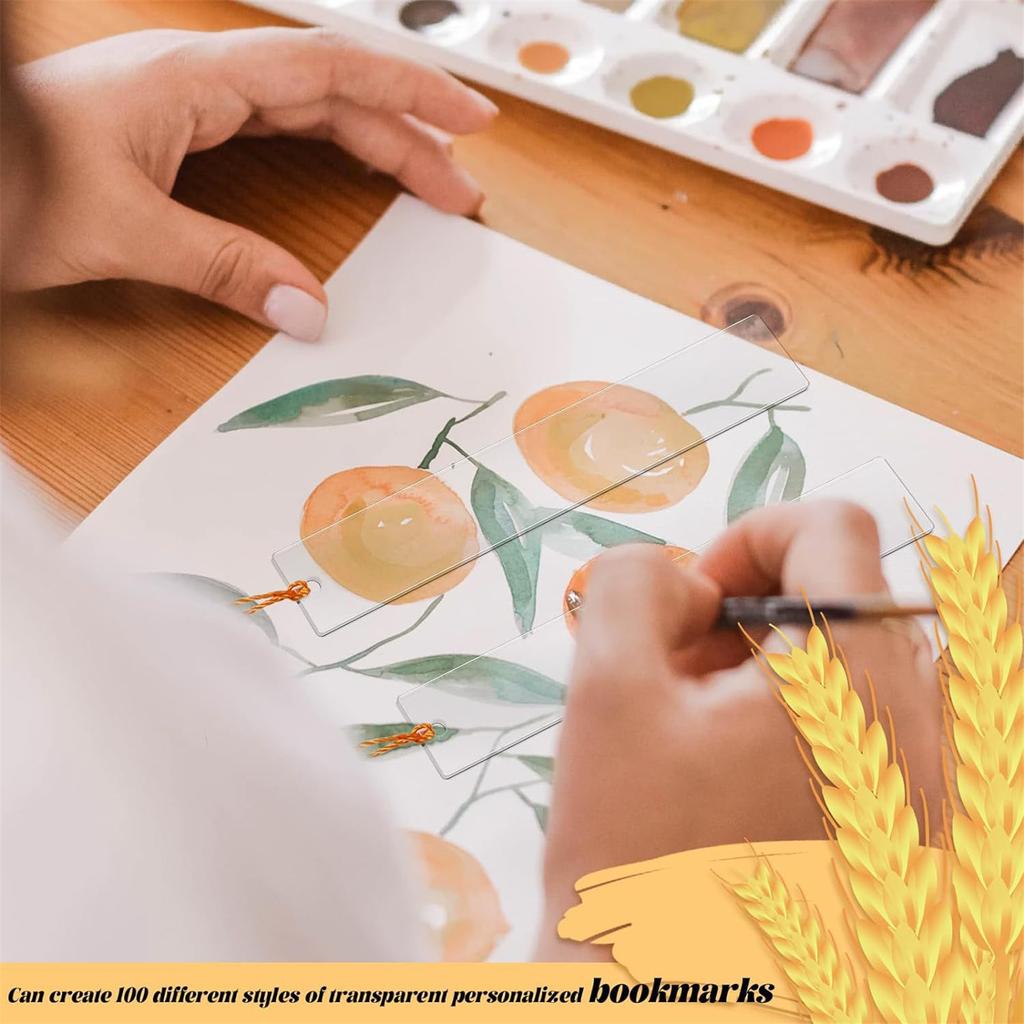 Set of 200 DIY Acrylic Blank Bookmarks Colorful Tassels Bookmark for Crafting and Labeling Jewelry Making Supplies