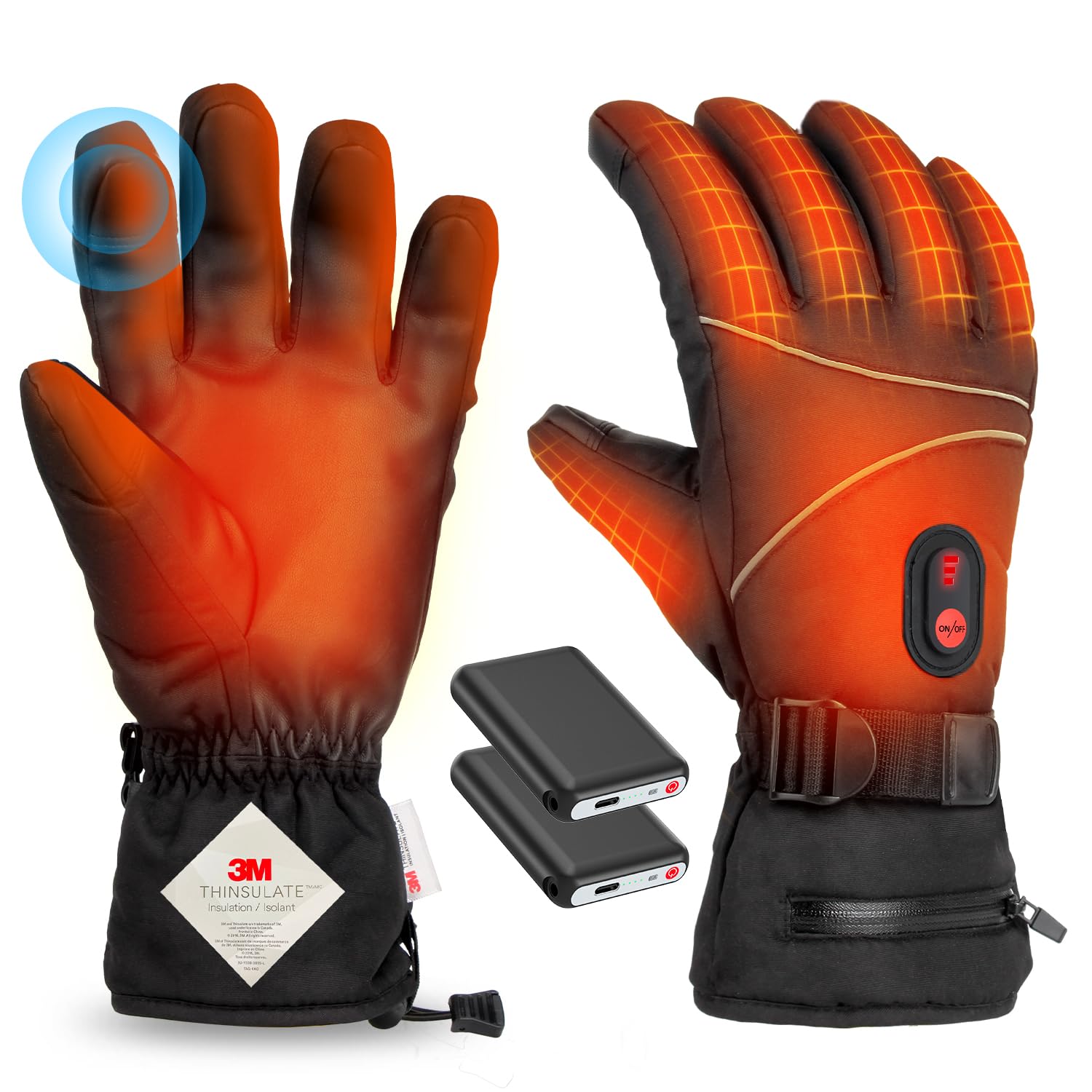 

Czlyxo Electric Heated Gloves with 16000mAh Maximum Temperature of USB Smartphone 3 Temperature Fleece Outdoor Use Battery, 65°C, Powered, Compatible, чёрный