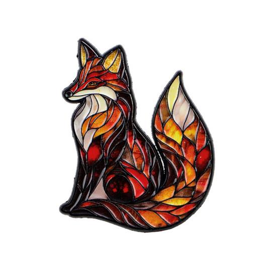 Yousheng Colorful Wildlife Enamel Pin Stained Glass Style Animal Lapel Pin Cute Wolf Fox Red Bird Hummingbird Brooch Pin for Jackets Scarves Backpacks