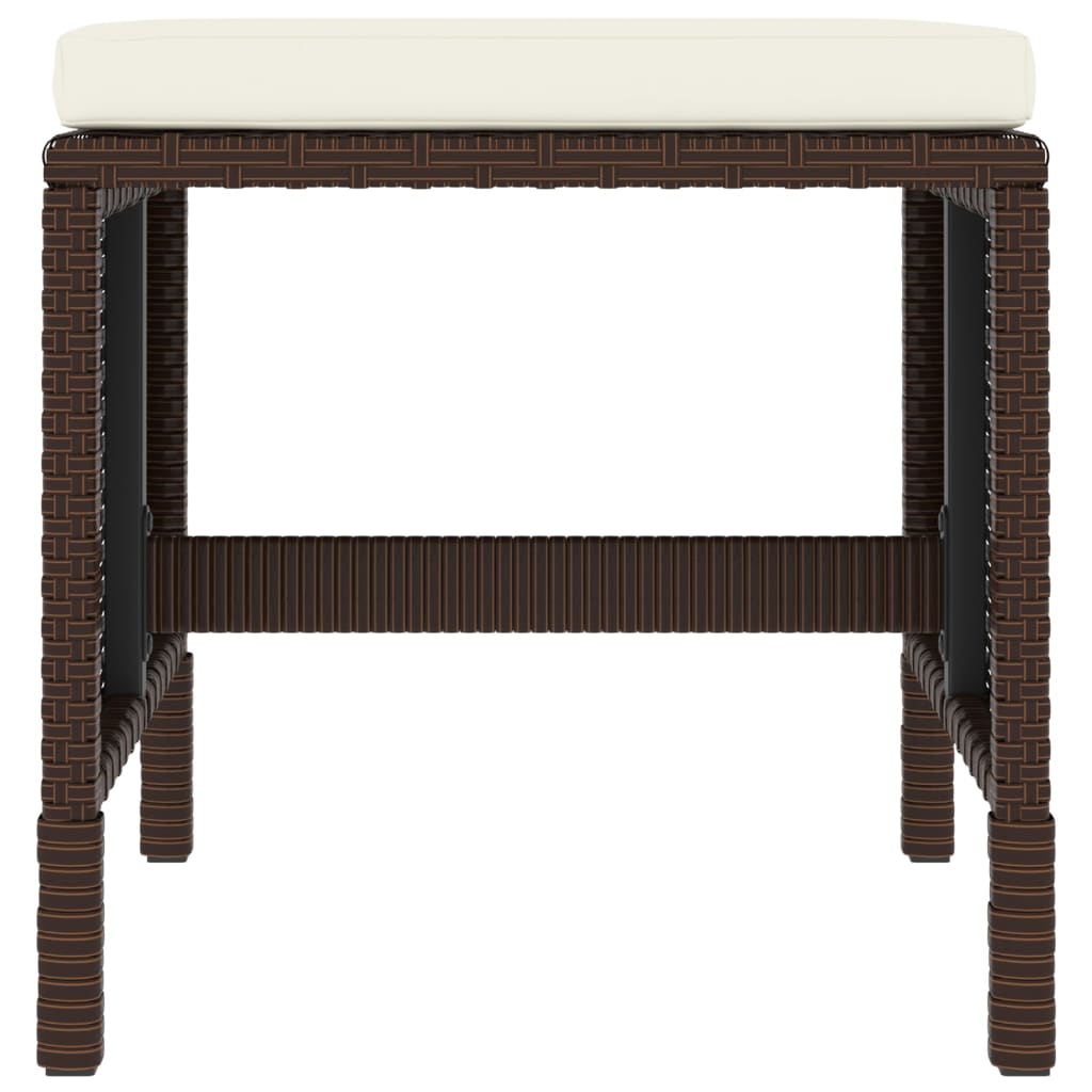 6 Piece Outdoor Dining Set with Cushions Brown Poly Rattan