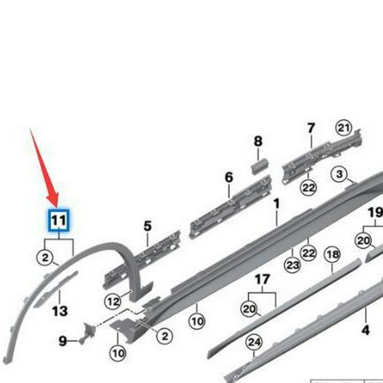 BMW X1 F48/F49 Wheel Arch Trim 51777332337/51777332338